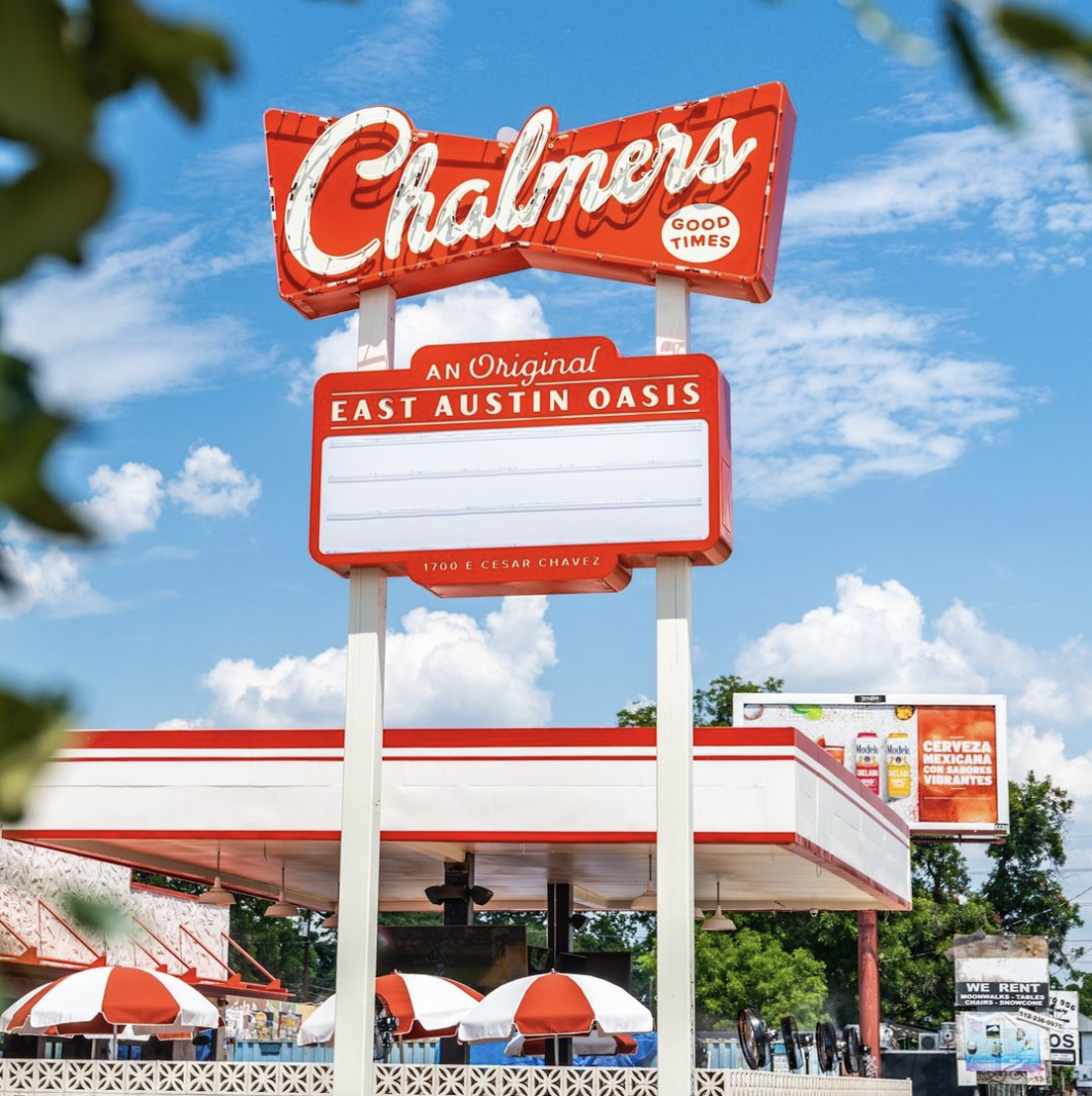 Chalmers patio sports bar in Austin, located a block from the Heywood Hotel.