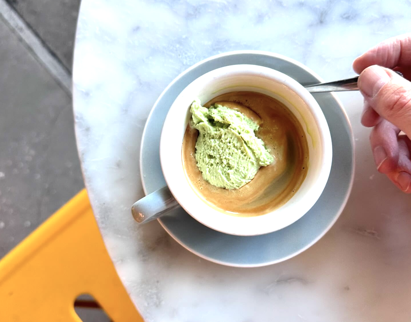 Affogato from Dolce Neve Gelato, a cute date night Austin spot for dessert.