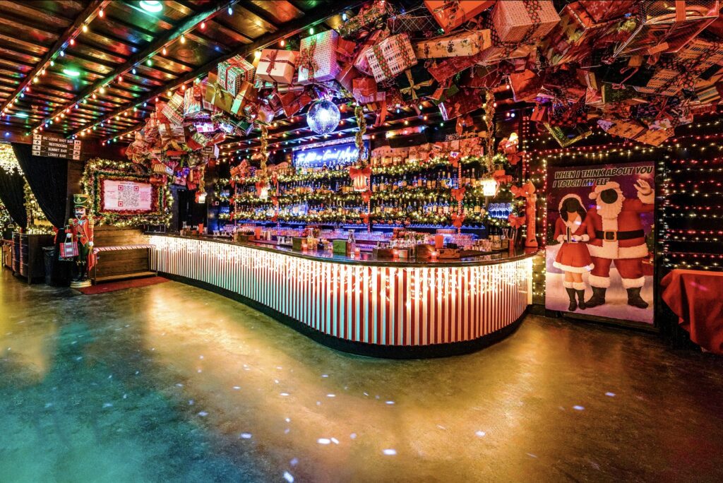 Miracle on 5th Street, a holiday-themed cocktail bar in Austin during December.